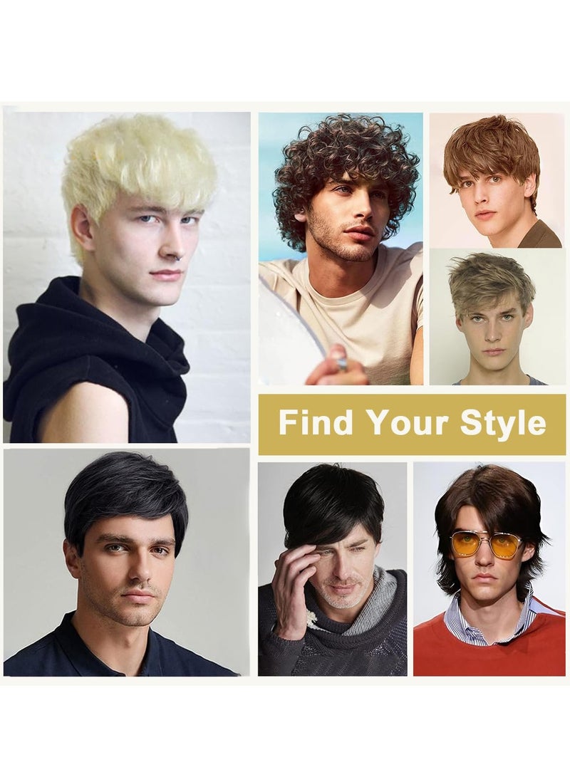 KASTWAVE Mens Wig Short Hair Wigs for Men 70s 80s Short Wigs for Men Synthetic Hair Wig for Cosplay Halloween Daily Use(White Blonde) - Image 4