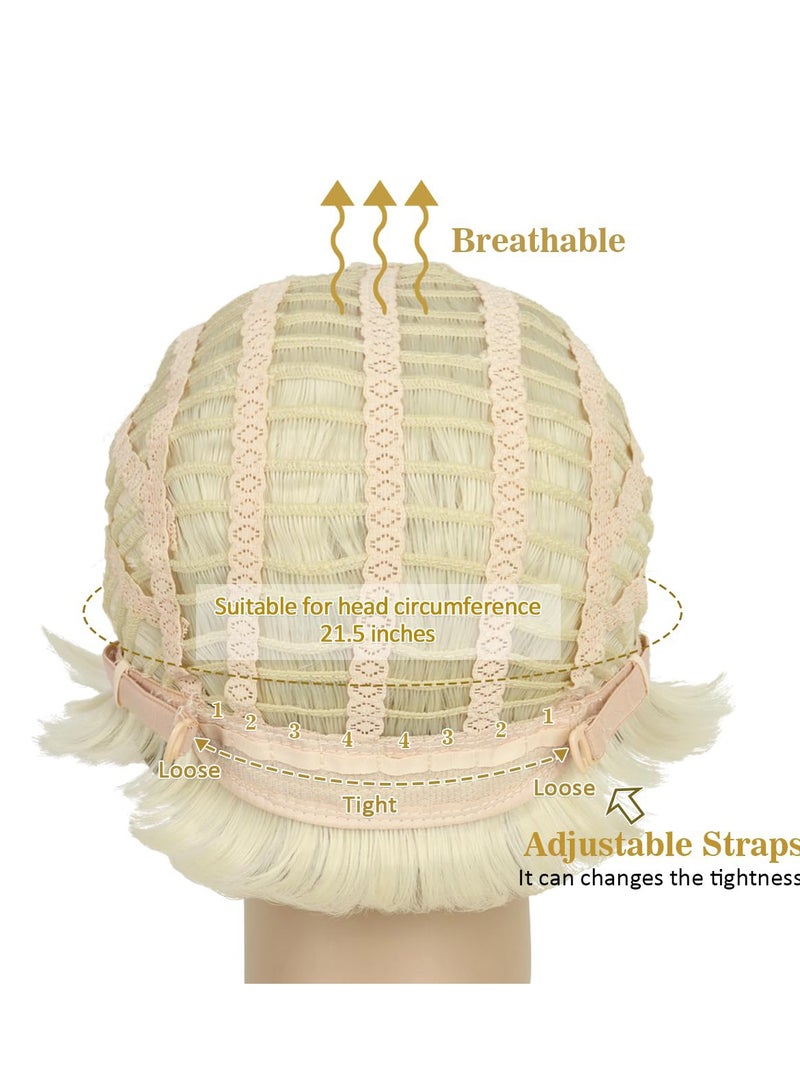 KASTWAVE Mens Wig Short Hair Wigs for Men 70s 80s Short Wigs for Men Synthetic Hair Wig for Cosplay Halloween Daily Use(White Blonde) - Image 5