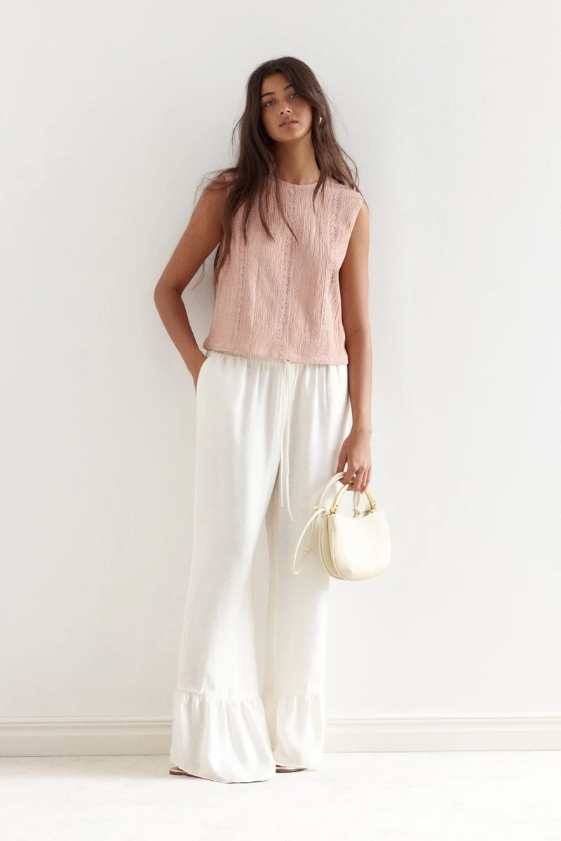 H&M Crinkled lace-detail blouse