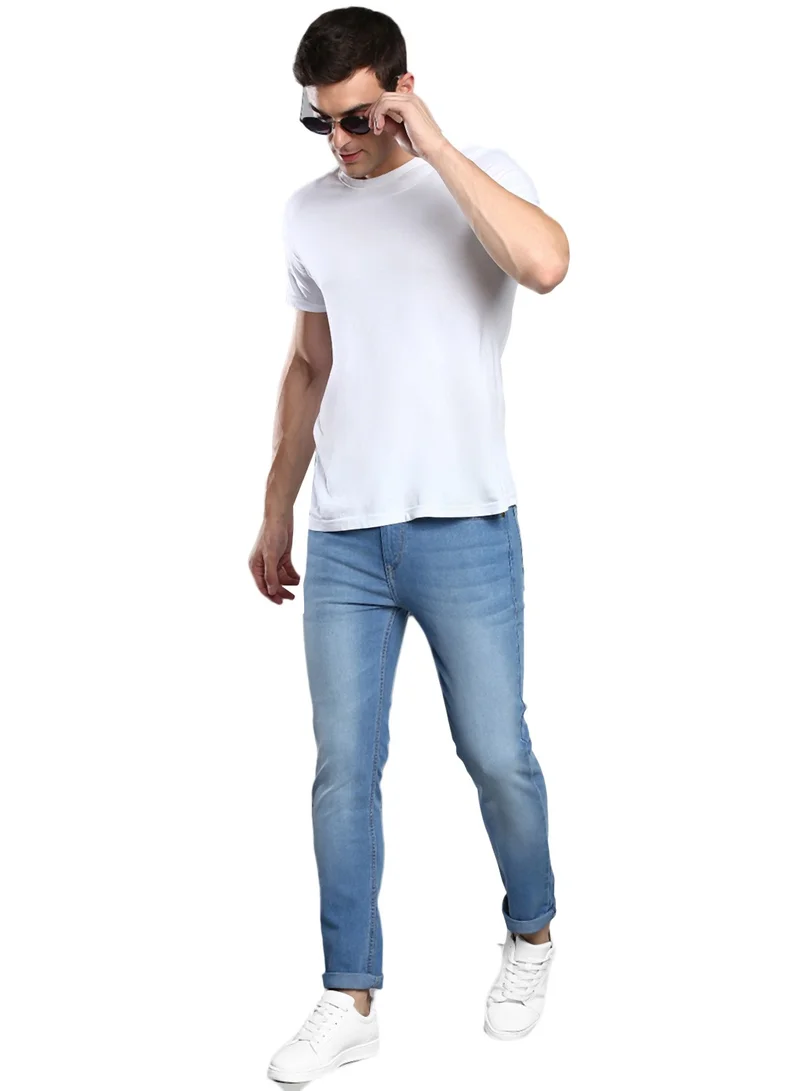 دينيس لينغو Indigo Slim Fit Men's Denim Jeans with Button & Zip Closure