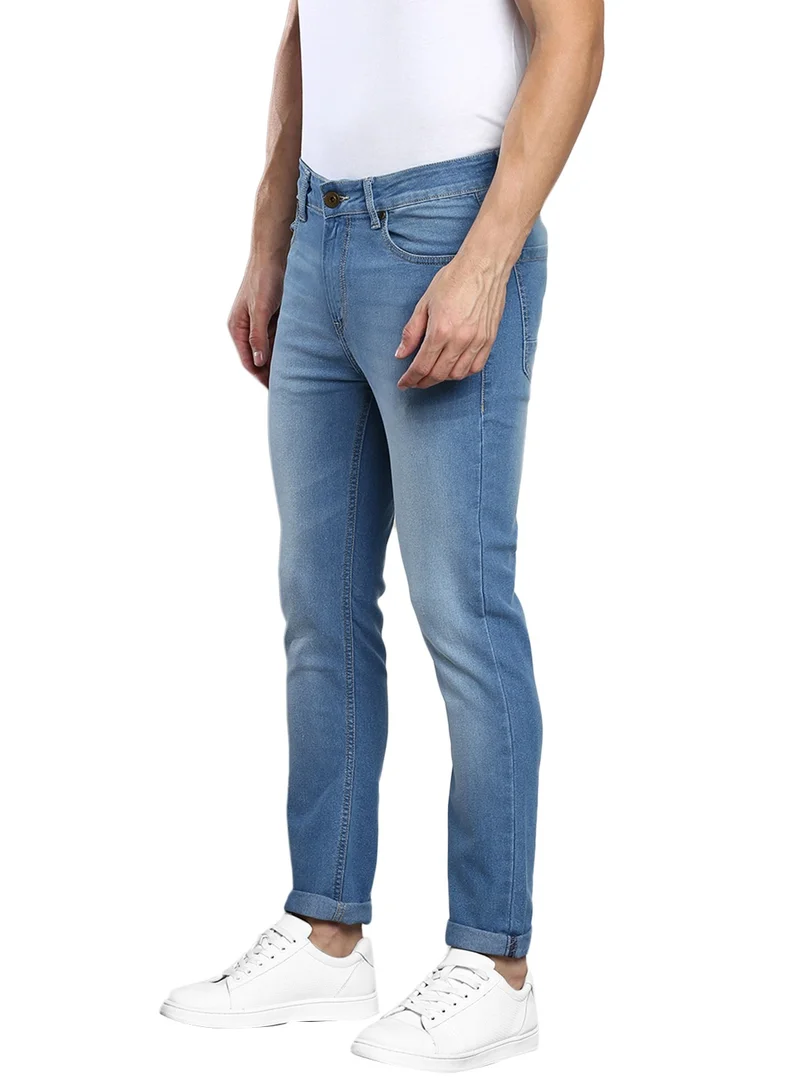 دينيس لينغو Indigo Slim Fit Men's Denim Jeans with Button & Zip Closure