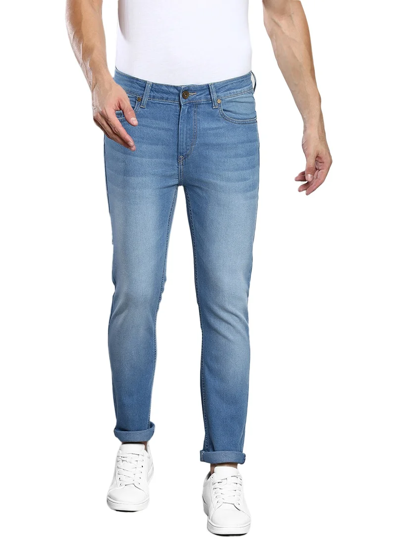 دينيس لينغو Indigo Slim Fit Men's Denim Jeans with Button & Zip Closure
