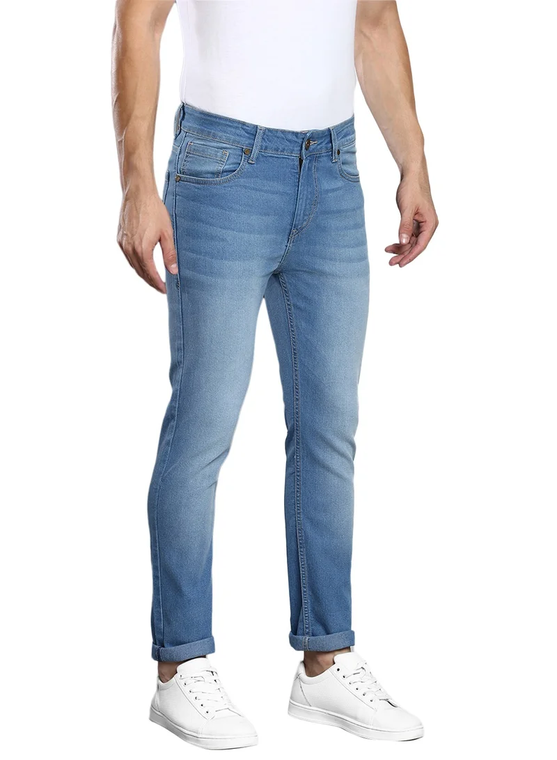 دينيس لينغو Indigo Slim Fit Men's Denim Jeans with Button & Zip Closure