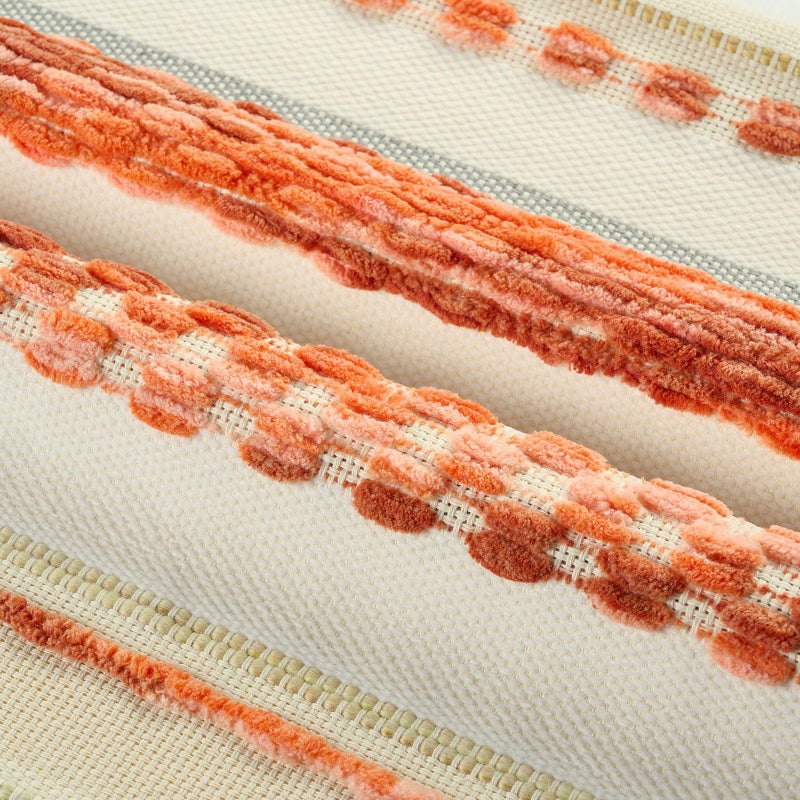 FUTEI Orange Decorative Throw Pillow Covers 18x18 Inch Set of 2, Soft Tufted Striped Textured Accent Cushion Case,Boho Pillows for Couch Decor - Image 2