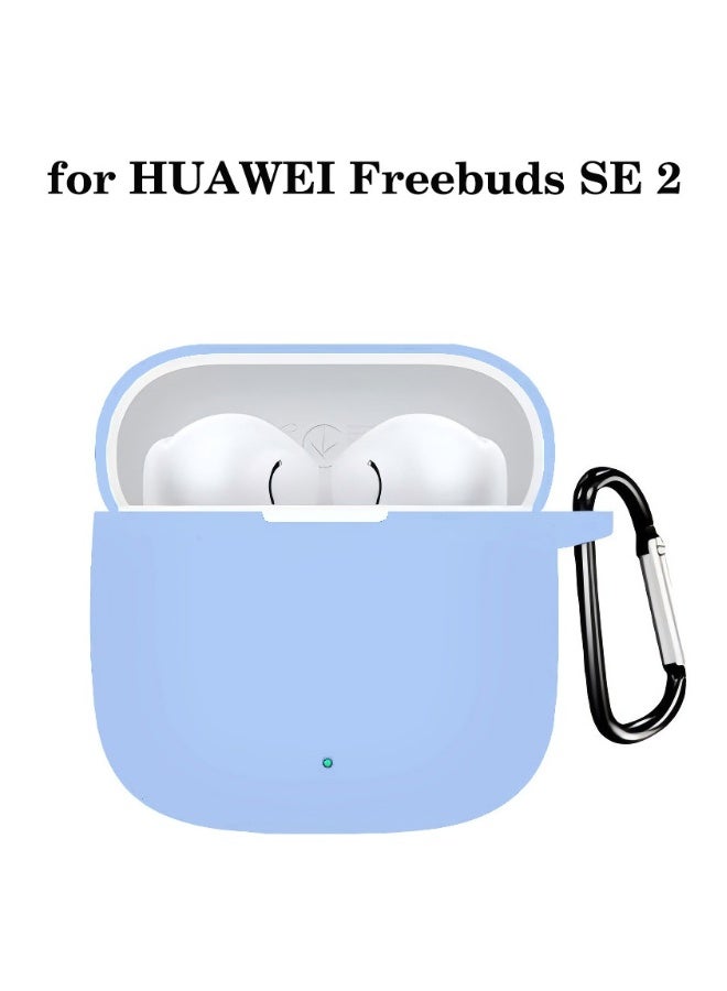 Stylish Protective Silicone Case with Keychain Cover for Huawei FreeBuds SE 2 Light Blue - Image 1