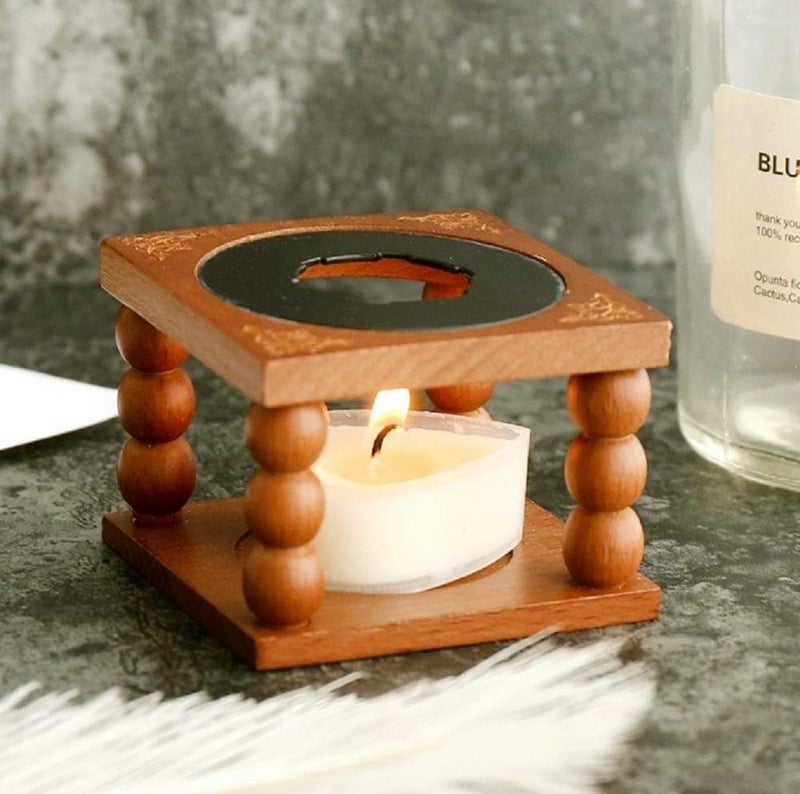 Hztyyier Wax Seal Kit with Warmer, Copper Heating Spoon, Heart Candle, Wooden Base - Image 5