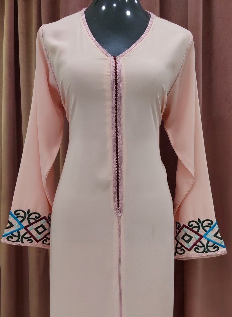 الريش البنفسجي  تطريز مغربي ملكي بايادي احترافية  جلابية مغربية جاهزة - Image 1