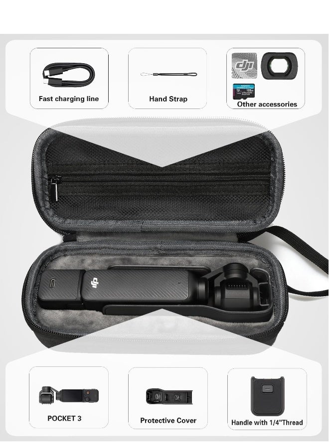 Camera Case for Osmo Pocket 3, Portable Carrying Case Hard EVA Storage Bag for DJI Osmo Pocket 3 Creator Combo Accessories  - Image 3