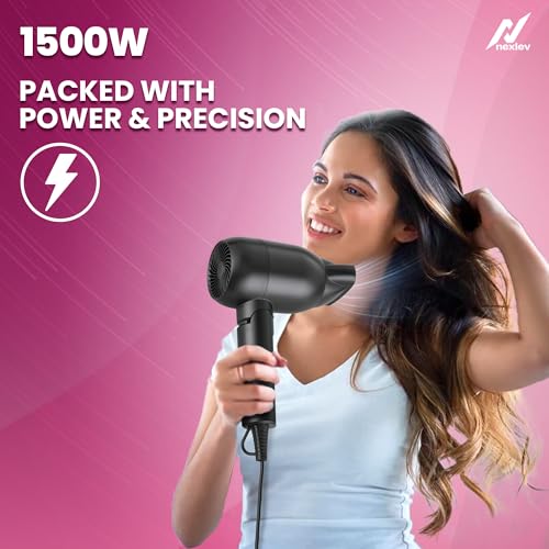Nexlev Hair Dryer For Women| Foldable| 1500 Watts| Cool Shot| 3 Heat & 2 Speed Settings| Overheat Protection| Concentrator Nozzle| Salon-Style Blow Dry| Just Style (Hd-02 Women), Black & Copper - Image 2
