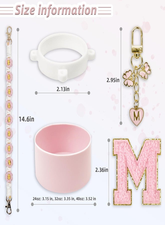 SITKOL Silicone Boot Cute Monogram Set Compatible with Owala Water Bottle 24 oz - Perfect Letter Owala Accessories for Owala Tumbler, Owala Free Sip, Pink Owala, Black Owala, owala coffee tumbler (Pink, M) - Image 5