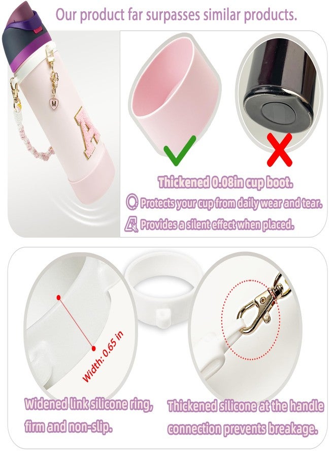 SITKOL Silicone Boot Cute Monogram Set Compatible with Owala Water Bottle 24 oz - Perfect Letter Owala Accessories for Owala Tumbler, Owala Free Sip, Pink Owala, Black Owala, owala coffee tumbler (Pink, M) - Image 3