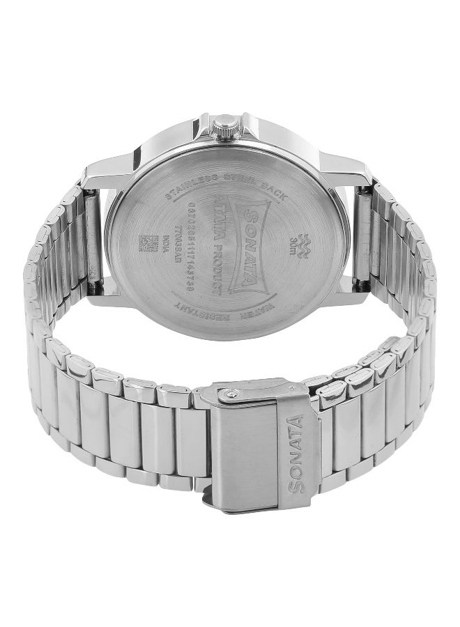 Sonata Quartz Analog with Day and Date White Dial Stainless Steel Strap Watch for Men - Image 4