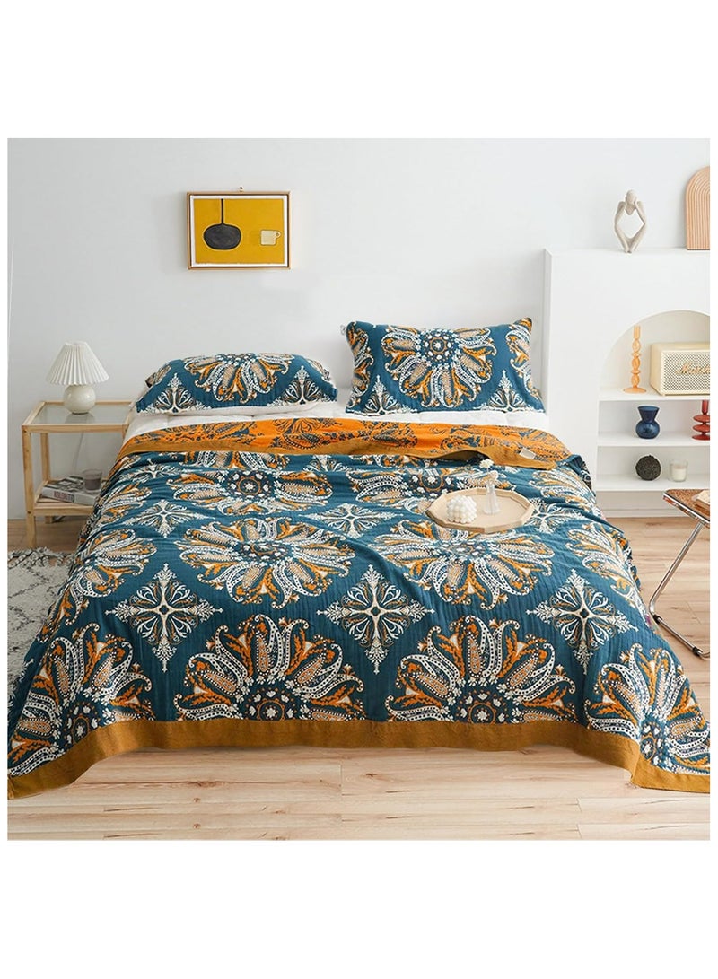 دامال بطانية سرير بوهيمية الطراز البوهيمي بطانية كرسي أريكة، مناسبة لجميع المواسم بطانية مكتب السفر والفنادق الداخلية والخارجية، بما في ذلك غطاء الوسادة، 150*200 سم - Image 1