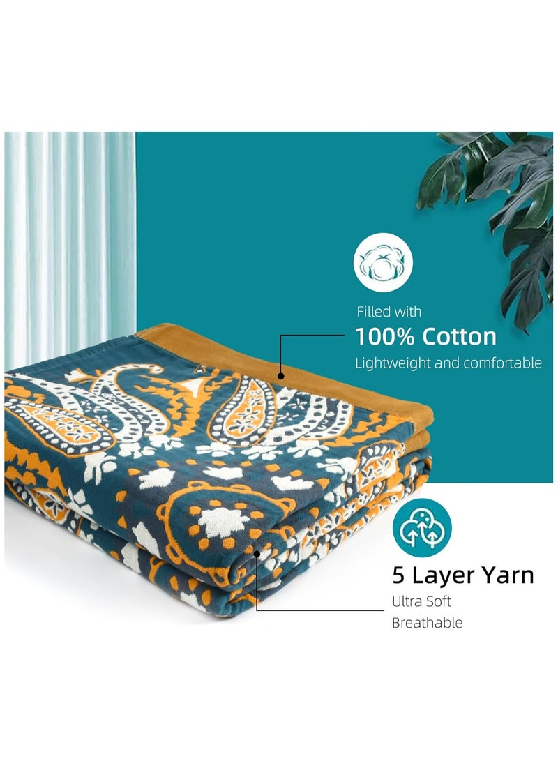 دامال بطانية سرير بوهيمية الطراز البوهيمي بطانية كرسي أريكة، مناسبة لجميع المواسم بطانية مكتب السفر والفنادق الداخلية والخارجية، بما في ذلك غطاء الوسادة، 150*200 سم - Image 2