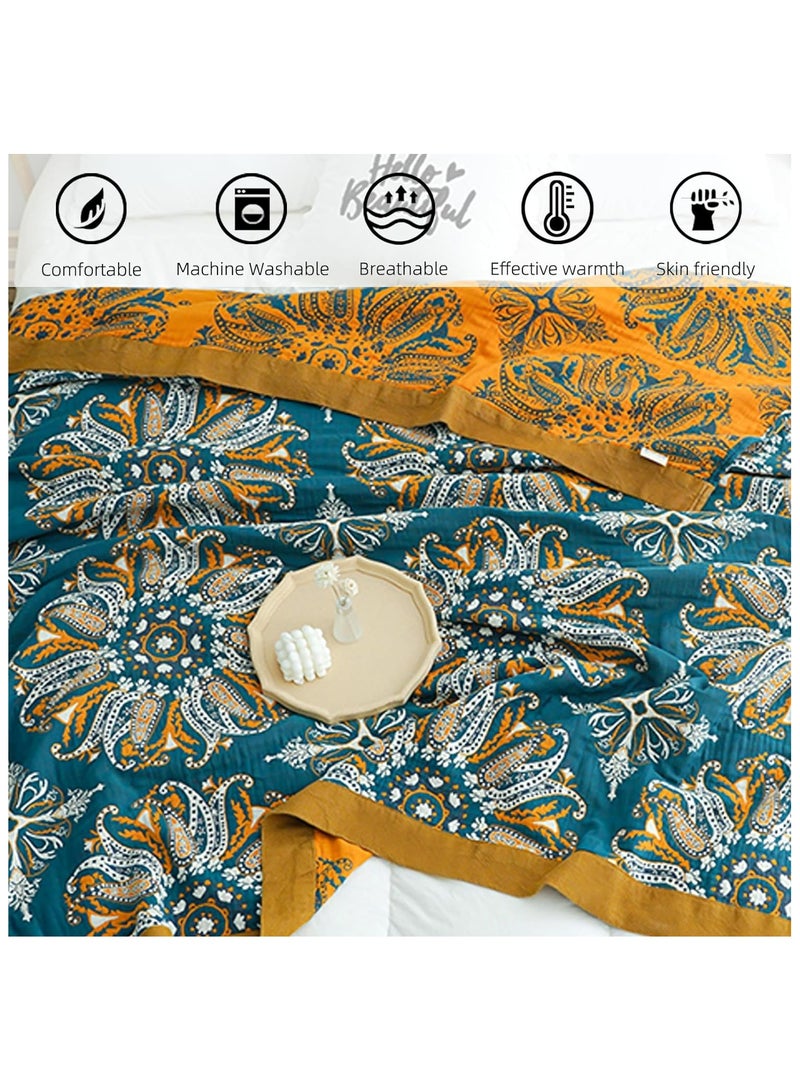 دامال بطانية سرير بوهيمية الطراز البوهيمي بطانية كرسي أريكة، مناسبة لجميع المواسم بطانية مكتب السفر والفنادق الداخلية والخارجية، بما في ذلك غطاء الوسادة، 150*200 سم - Image 4