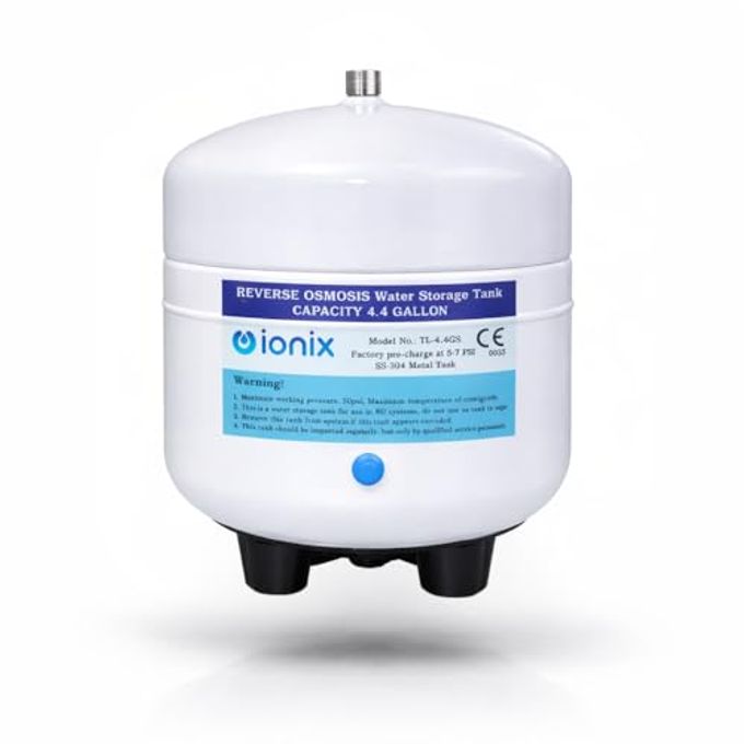 IONIX RO Stainless Steel 304 Pre-Pressurized Metal Pressure Tank with Tank Valve, Water Softener, 4.4 Gallons Capacity, Healthy Water for Your Family, Used by Top Indian Brands (Pack of 1) - Image 1