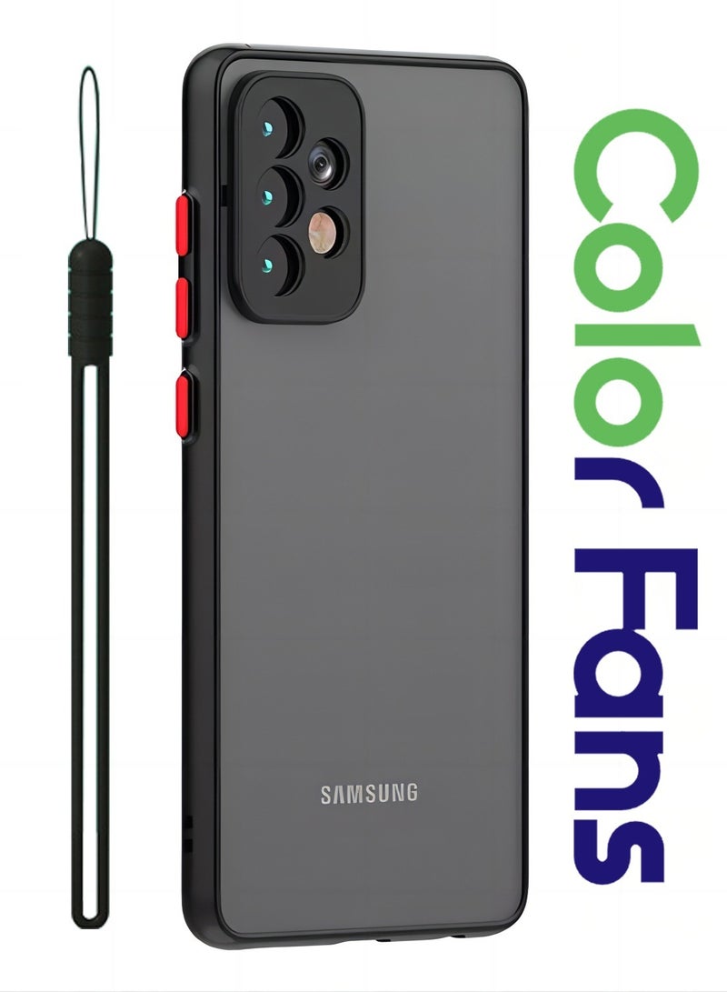 Color Fans Case for Samsung Galaxy A53 5G Frosted Anti Falling Cover Black - Image 1