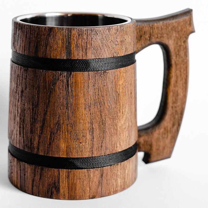 Etno Motif Old Style Viking Beer Mug Wooden Handmade Retro Brown Cup Oak Beer Tankard  Wood Carving Beer Mug of Wood Eco Friendly Beer Mug for Men Wooden Beer Tankard  Great Gift Idea