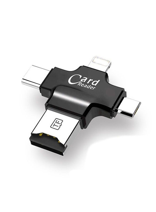 4 في 1 USB Otg Tf قارئ بطاقة أسود - Image 1