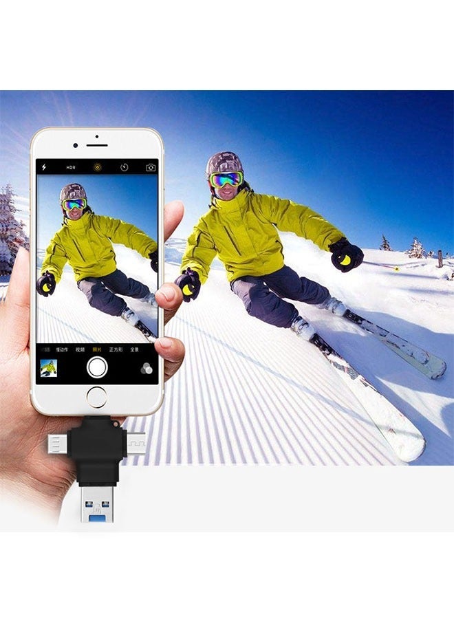 4 في 1 USB Otg Tf قارئ بطاقة أسود - Image 5