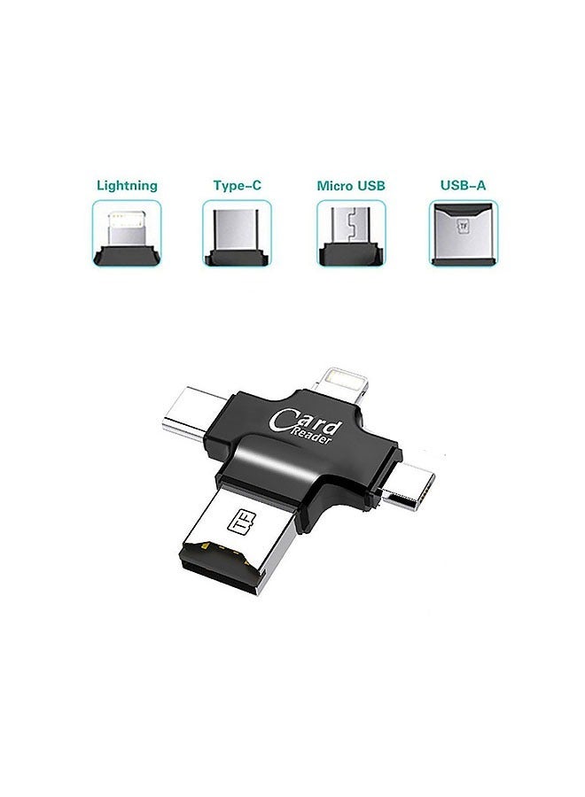 4 في 1 USB Otg Tf قارئ بطاقة أسود - Image 2