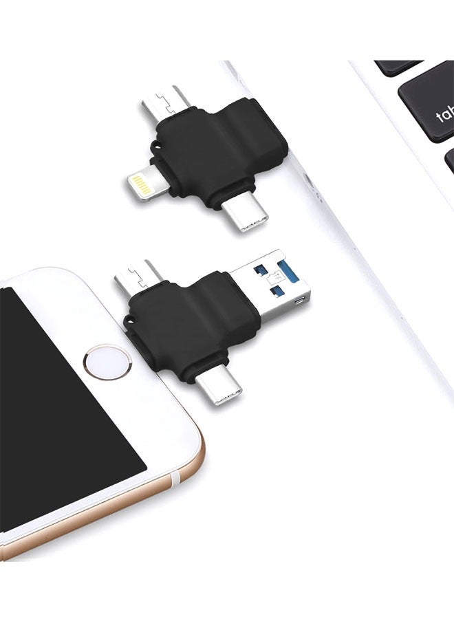 4 في 1 USB Otg Tf قارئ بطاقة أسود - Image 3