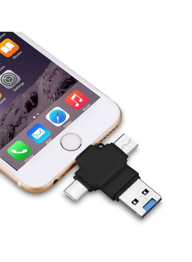 4 في 1 USB Otg Tf قارئ بطاقة أسود - Image 4