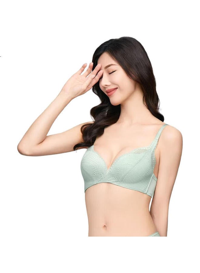 Embry Form Song Yi Same Style Comfortable And Supportive Lace Bra Small Chest Push-Up Bra Green Grn 80C - Image 2