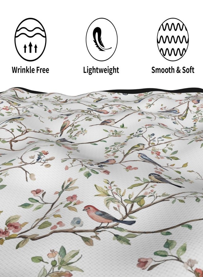 Aytipun Spring Round Tablecloth 70 Inch, Watercolor Floral Birds Summer Farmhouse Washable Polyester Table Cover for Indoor Kitchen Party Dinner Decor, Green Pink White - Image 4