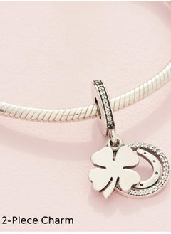 Pandora Violet PANDORA Jewelry Lucky Four Leaf Clover Dangle Cubic Zirconia Charm in Sterling Silver  - Image 4