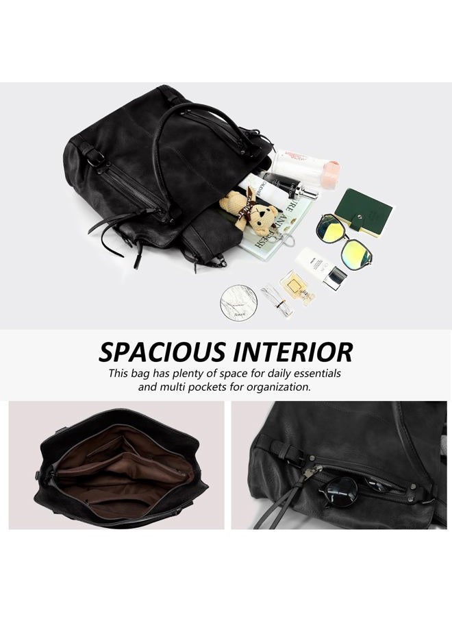 TANTOMI Crossbody Bags Set for Women, Tote Handbags Large Purse Shoulder Hobo Ladies Wallet with Adjustable Straps, Black - Image 5