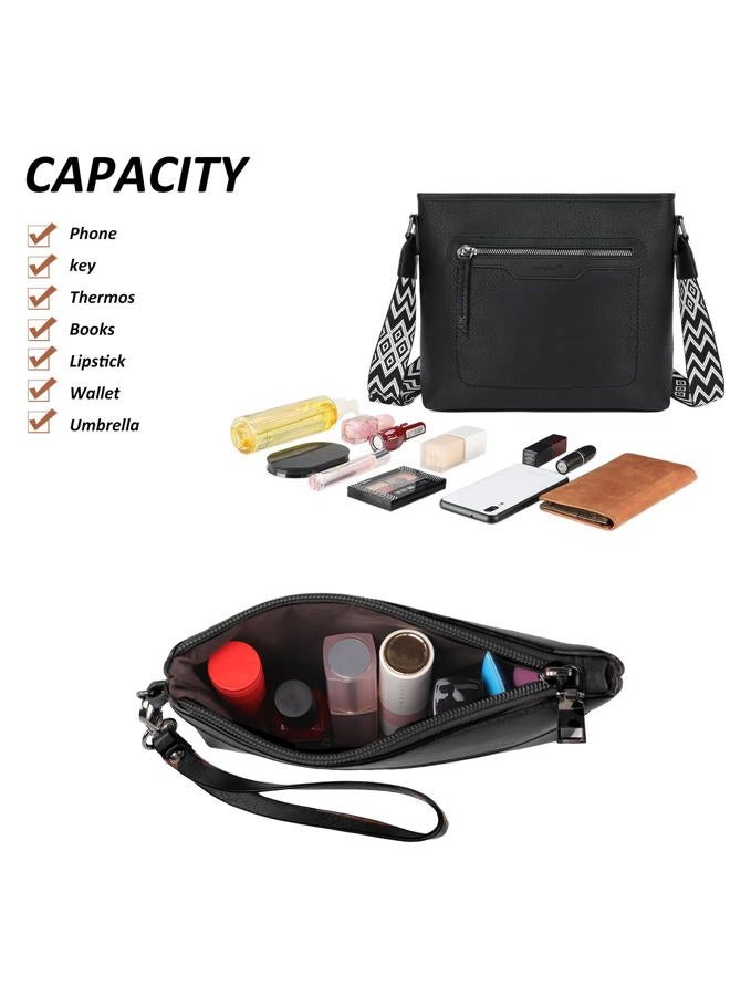 TANTOMI Crossbody Bags Set for Women, Tote Handbags Large Purse Shoulder Hobo Ladies Wallet with Adjustable Straps, Black - Image 4