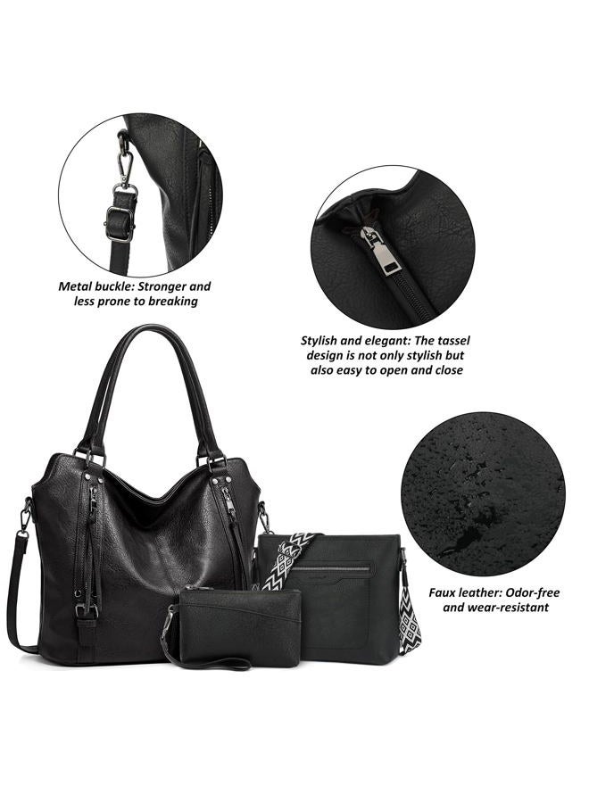 TANTOMI Crossbody Bags Set for Women, Tote Handbags Large Purse Shoulder Hobo Ladies Wallet with Adjustable Straps, Black - Image 3