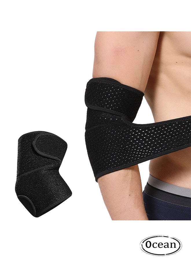 JS Elbow Support, Elbow Brace, Adjustable Elbow Sleeve, Tennis Elbow Sleve, Arm Wrap Strap, Sleve for Elbow Sleeve for Gym, Badminton for Tennis Basketball Fitness (Black) - Image 1