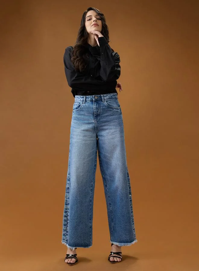 Mid Rise Blue Denim Jeans