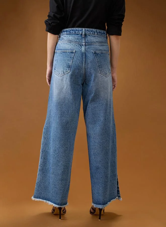 globus  Mid Rise Blue Denim Jeans for Women | Best Price UAE