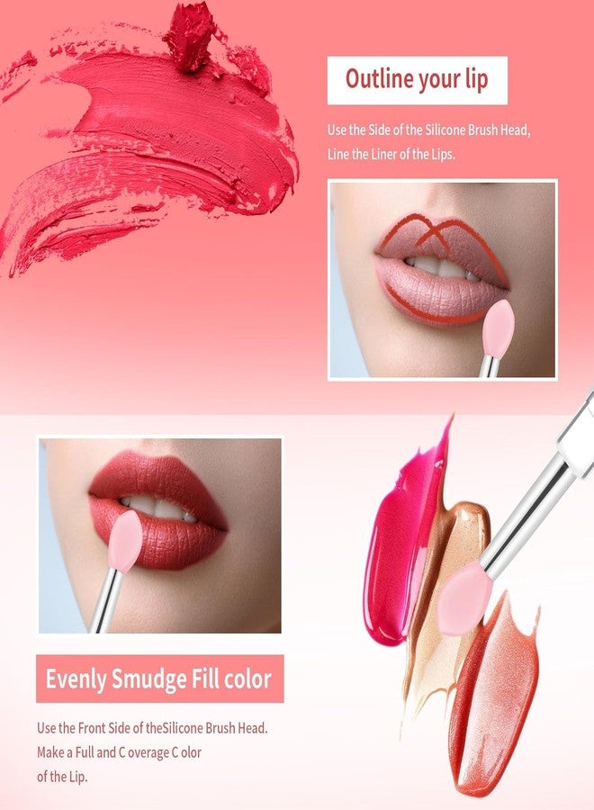 Tusmad Lipstick Brush Set - 2 Pcs Silicone Lip Applicators for Precise Lipstick, Gloss & Balm Application - Reusable Mask Brushes - White, Pink, Red Makeup Tools - Image 2