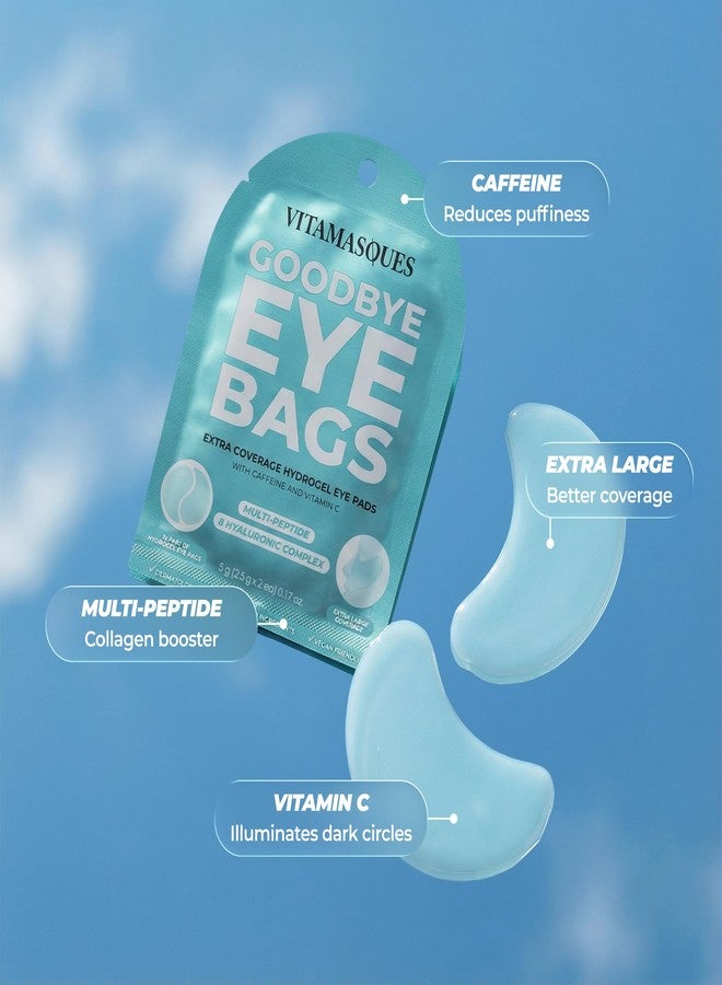 Vitamasques Goodbye Eye Bags XL Under Eye Patches - Caffeine Collagen Eye Mask for Dark Circles & Puffiness, Brightening Korean Eye Patches - 3 Pairs Hydrating Ultra cooling Hydrogel Pads - Image 4
