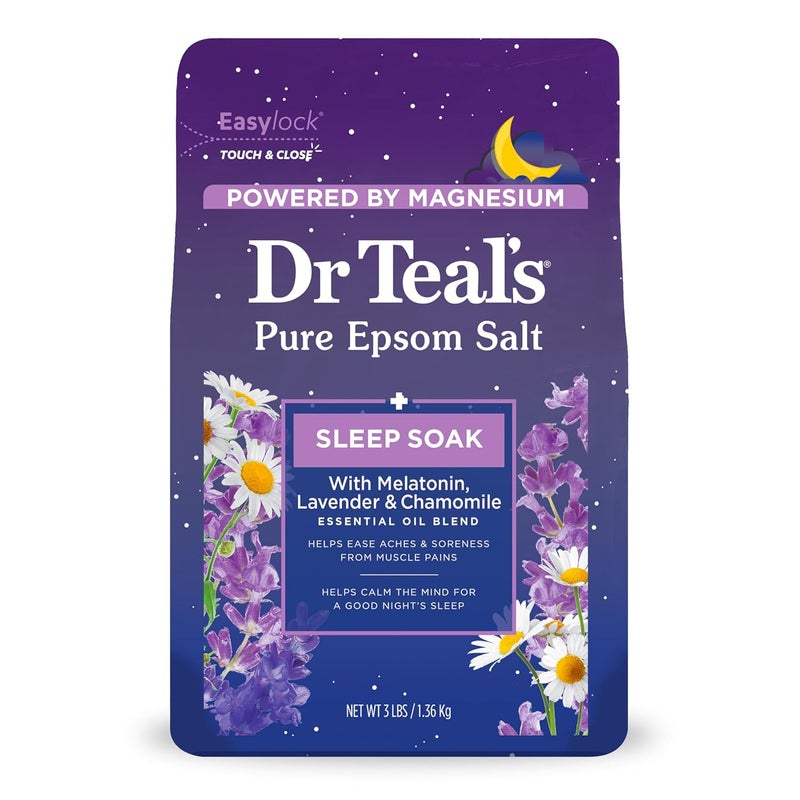 Dr Teal's Dr Teals Epsom Magnesium Salt Soak Sleep Blend with Melatonin Lavender  Chamomile Essential Oils 3 lbs 