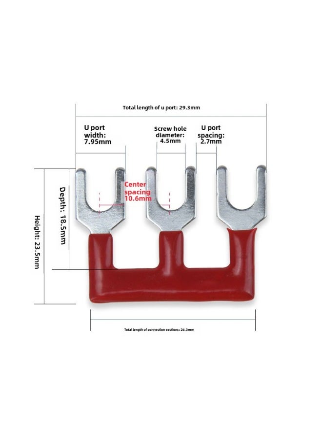 Generic - AC Contactor Connecting Piece L1L2L3 Three-phase Power Supply Main Power Short Circuit Bar Star Triangle Contactor Short Circuit Piece-Colour:Black-wl10-3-digit U-shaped Red (with 3ts29/30/31/32) - Image 1