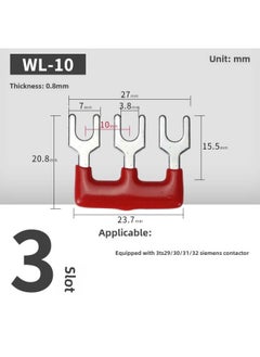 AC Contactor Connecting Piece L1L2L3 Three-phase Power Supply Main Power Short Circuit Bar Star Triangle Contactor Short Circuit Piece-Colour:Black-wl10-3-digit U-shaped Red (with 3ts29/30/31/32)