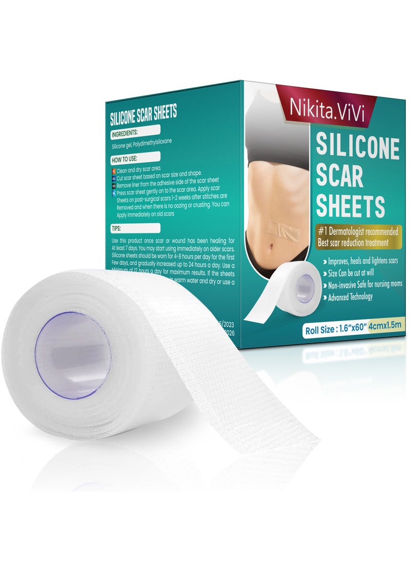 NIKITA.VIVI Clear Silicone Scar Sheets 1.5M Medical Grade Clear Gel Scar Tape Silicone Scar Strips Effective Scars Away Invisible Silicone Scar Sheets for Surgical Scars C Section Burn  - Image 2