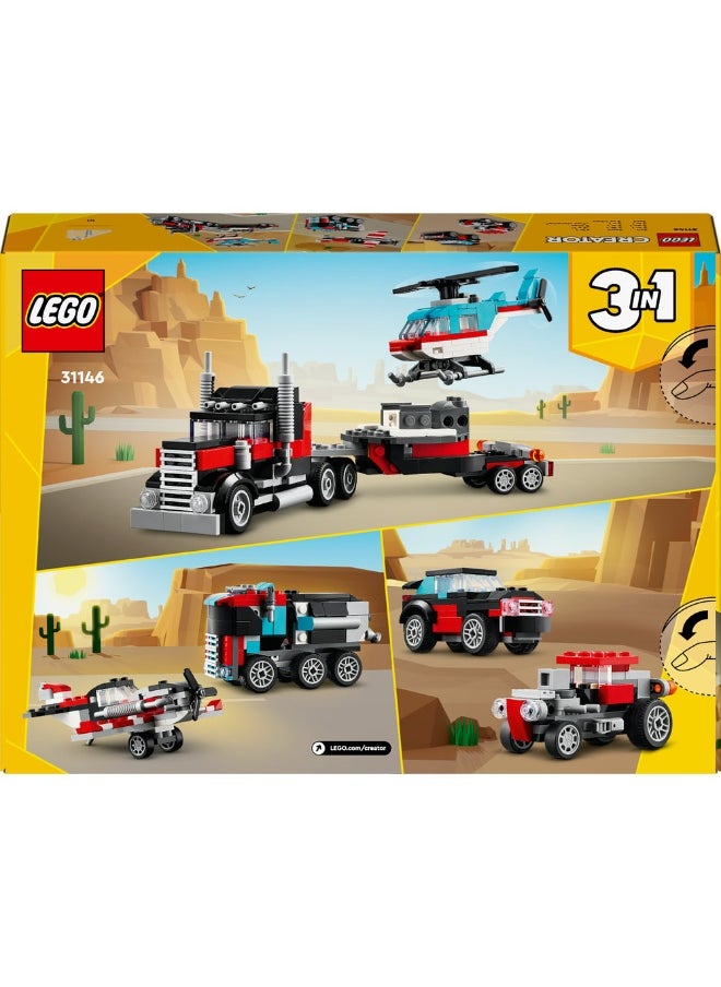 Creator Flatbed Truck with Helicopter Toy 31146 (270) Pieces