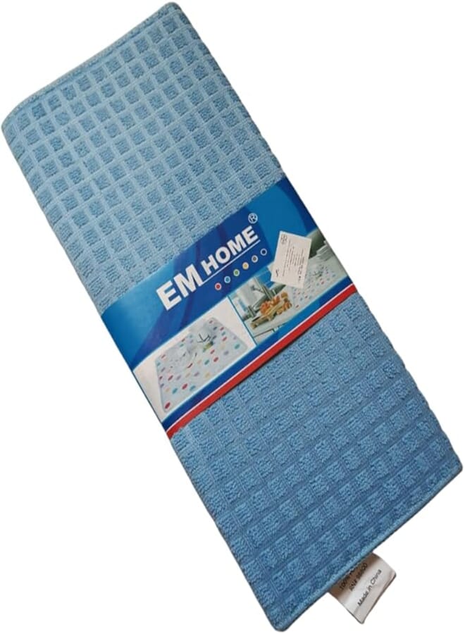 Microfibre Drying Mat, 38 x 51 cm, Waffle Pattern, Blue