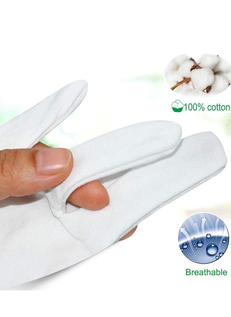 White Cotton Gloves Large Moisturizing For Dry Hands Eczema, Overnight Lotion Spa 6 Pairs Jewelry Inspection Work  - Image 3
