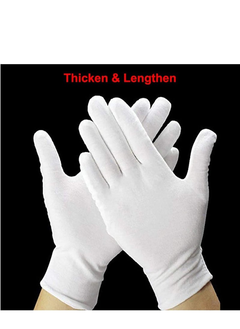 White Cotton Gloves Large Moisturizing For Dry Hands Eczema, Overnight Lotion Spa 6 Pairs Jewelry Inspection Work  - Image 5