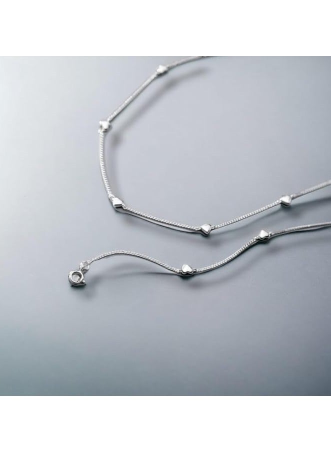 بونكا قلادة نسائية انيقة بتصميم عصري مع دلاية متنوعة من بونكا سلسلة تحتوى على قلوب صغيره فضى - Image 3