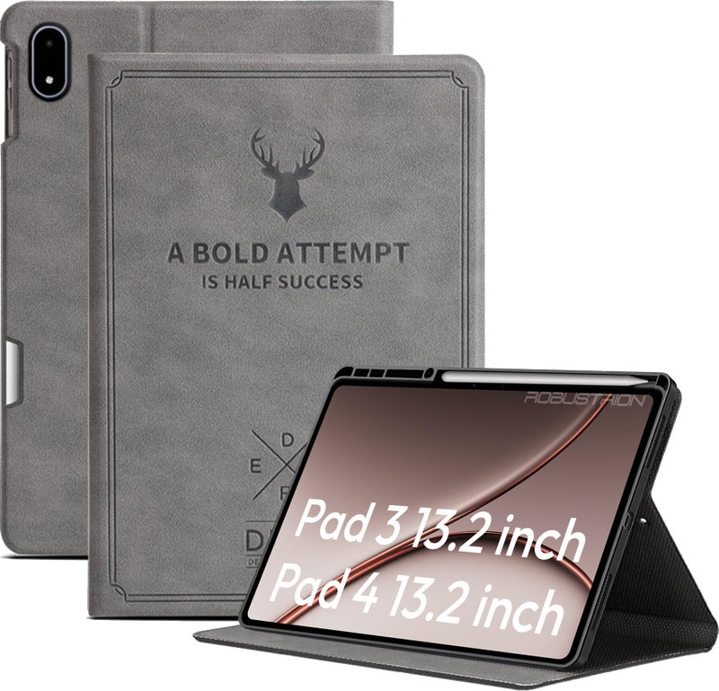 Robustrion Cover Case for OnePlus Pad 4 / OnePlus Pad 3 13.2" Cover with [Pencil Holder], Deer Pattern Cover Case for One Plus Pad 4 / Pad 3 Cover 13.2" - Grey - Image 1