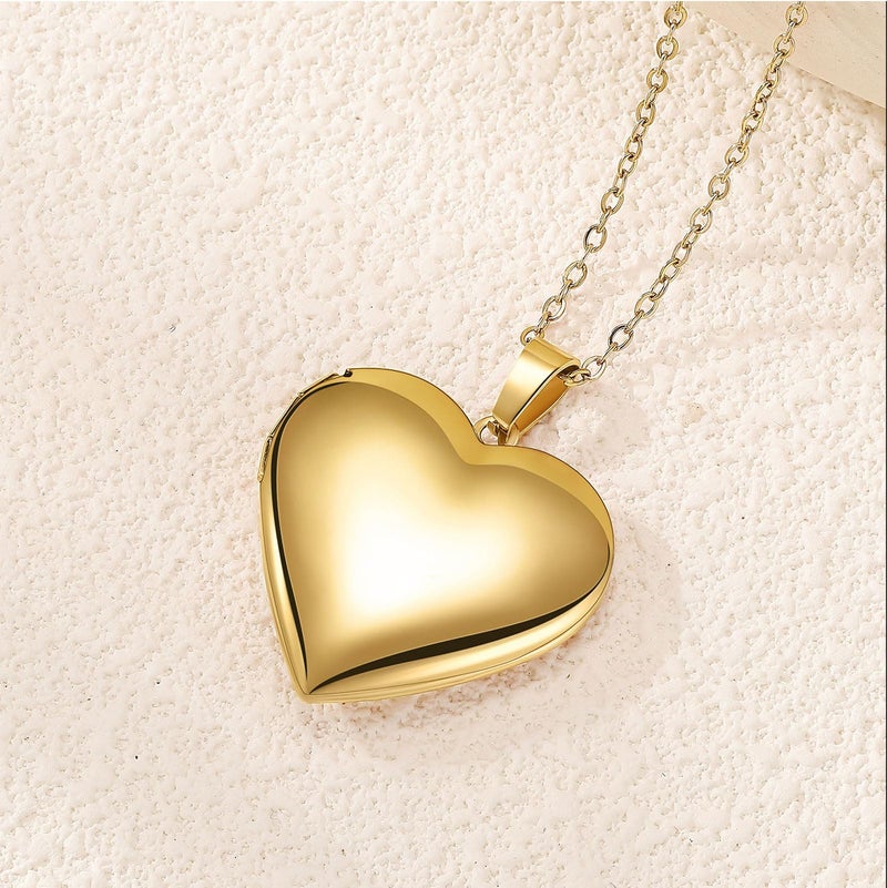 PHOCKSIN Gold Heart Lockets Necklace for Girlfriend Locket Necklaces that Holds 2 Pictures Memorial Lockets for Women - Image 5