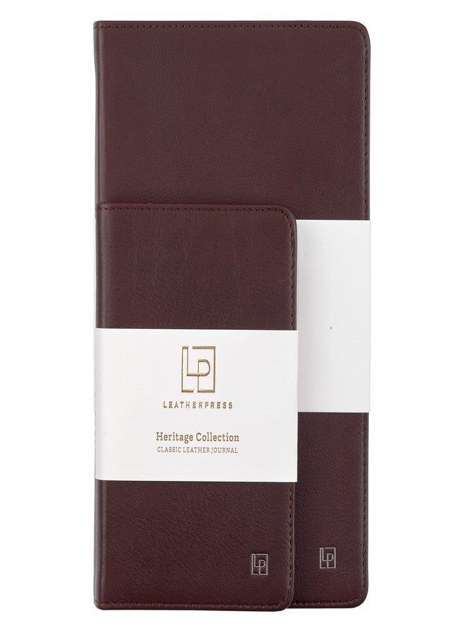 Leatherpress دفتر ملاحظات جلدي كلاسيكي من ليذربريس، غلاف ورقي، بني كاكاو، جيب (3.8 بوصة × 5.7 بوصة)، صفحات مسطرة، مجموعة هيريتيج، فهرس مع صفحات مرقمة. - Image 4